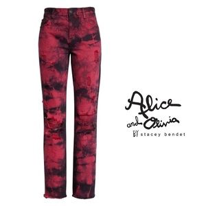 NEW Alice Olivia GENEVIEVE TIE DYE DISTRESSED BAGGY JEANS